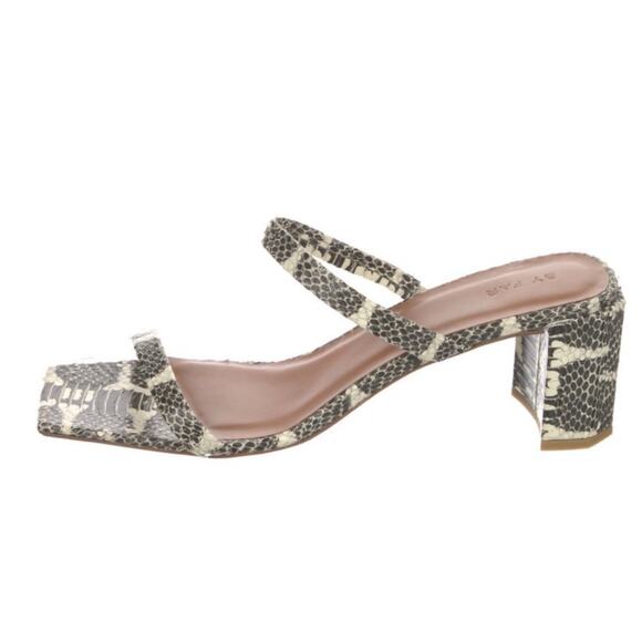 By Far Tanya Snake Print Block Heel Leather Two Strap Sandal 40 10 - Picture 6 of 9